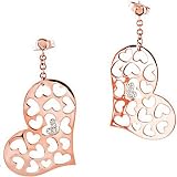 14K Rose Gold Diamond Heart Earrings - 0.03 Ct.