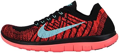 Nike Women's Wmns Free 4.0 Flyknit, BLACK/LIGHT AQ-GYM RED-BRIGHT CRIMSON, 6.5 US