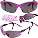 Women's Fashion PINK Cougar Safety Glasses ANTI-FOG SMOKE LENSES - - FREE Rubber EAR LOCKS and Microfiber Cleaning Storage Pouch