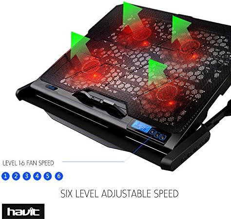 Jvice HV-K4 15.6"-17" Laptop Cooling Pad Cooler Laptop Stand - Four Quiet 110mm Fans at 1,000RPM, Ultra-portable and Light Weight (4Fans)
