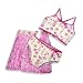 Swim 'N Pretty - Girls 3 Piece Swimwear Set, Bikini and Hula Skirt, Pink, White