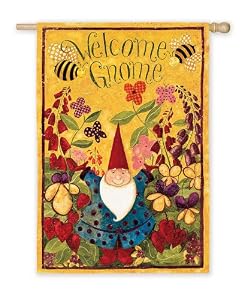 Welcome Gnome Silk Reflections Regular Size Flag