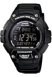 Casio Men's W-S220-1BVCF "Tough Solar" Running Watch with Black Resin Band