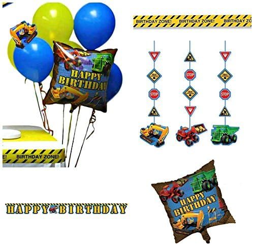 Under Construction Party Themed Decorations Kit - Banner, Hanging Decorations, Zone Warning Tape and Balloons - Birthday Boy Bundle by Heartfelt Gifts