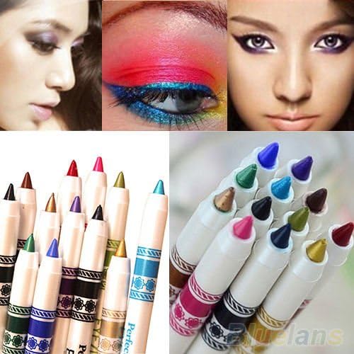 12 Colors Cosmetic Glitter Eye Shadow Lip Liner Eyeliner Pencil Pen Makeup Set