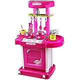 Portable Kitchen Appliance Oven Cooking Play Set 26" w/ Lights & Sound (Pink)