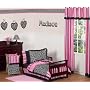 Pink and Black Madison Girls Boutique Toddler Bedding - 5pc Set