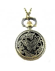 Youyoupifa Wholesale 5pcs/lot Unique Retro Design Bronze Butterfly Openwork Cover Pocket Quartz Watch NBW0PA7103-CO3