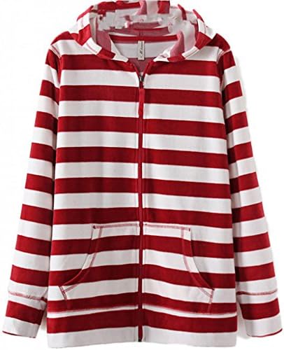 Shanmou Women's Pullovers Striped Hoodies Sweatershirt Oversize 1014(TP,24)