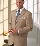 Signature Gold 3-Button Wool/Silk Camel Tic Windowpane Sportcoat