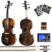 Mendini by Cecilio MV500 Ebony Fitted Flamed 1-Piece Maple Back Violin + 1 Yr Warranty, Chromatic tuner w/ Metronome, 2 Bows, Extra Set of Strings, Shoulder Rest, Extra Bridge & Case in 4/4 (Full Size)