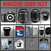 Nikon D90 SLR Digital Camera with 18-55mm VR Lens and 55-200mm DX Lens + Huge Accessories Package Including Wide Angle Macro Lens + Telephoto Lens + 16gb SDHC Memory Card + Hi-Speed SD Card Reader + Digital Flash + Extended Life Battery + Tripod + LCD Lens Cleaner Kit + LCD Screen Protectors + Memory Card Wallet + Carrying Case + Cleaning Cloth