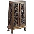 Handmade Asian Furniture - 40" Vintage Roses Storage Cabinet / End Table - Rich Dark Finish