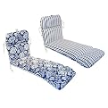 Reversible Chair Cushion Blue/White - 22x74"