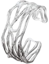 925 Sterling Silver High-Polish Finish Textured Branch Cuff Bracelet