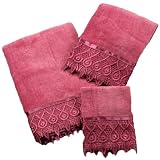 Jenny Rasberry Violet Towel Set - Bath Towel, Hand Towel, Wash Cloth by Beatrice