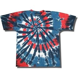 Youth Tie Dye Mania "Red, Wild and Blue" Patriotic Swirl Tie-Dye Short Sleeve T-Shirt
