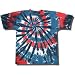 Youth Tie Dye Mania "Red, Wild and Blue" Patriotic Swirl Tie-Dye Short Sleeve T-Shirt