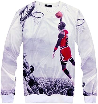 YY trend Unisex White 3D Print Jordan Sweatsuit 2 Pcs Set Hoodie and Joggers