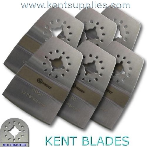 KENT, 6 Flush Cut Rigid Stainless Steel Oscillating Scrapers, For Scraping: Paint, Grout, Caulking, Fits Fein Multimaster, FMM250Q, Bosch, Chicago, Secco, Milwaukee