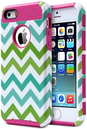 iPhone 5S, iLuvCell Dual Core Case with Hard Outer and Soft Inner Covers (Rose Pink)