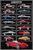 Corvette - 15 Models on Chart by Anonymous. Art Print Poster 24 inches width by 36 inches height. Highest Quality Art Poster Print