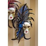 20 Italian Carnival of Venice (Blue) Venetian Feathered Carnival Wall Mask Sculpture