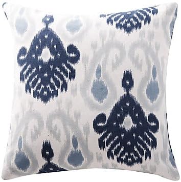 Aanll Ikat Navy Blue Porcelain Cotton Canvas Decorative Pillow , Yes
