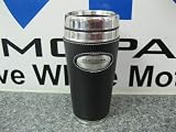 NEW CHRYSLER LEATHER WRAP COFFEE TRAVEL MUG CHRYSLER LOGO & WING STAINLESS MOPAR