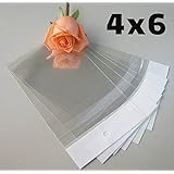 (100Pcs/Bags) 4"x6" Clear Resealable Poly Cello Bags with Hang Hole Tab Tag - USA Seller