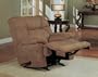 Medium Brown Chenille Fabric Motion Recliner Sofa Chair
