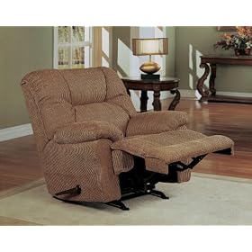 Medium Brown Chenille Fabric Motion Recliner Sofa Chair by AtHomeMart