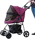 Pet Gear No-Zip Happy Trails Lite Pet Stroller, with Zipperless Entry, Boysenberry