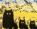 Three Black Cats Art Poster Print by Maud Lewis, 18x14