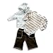 US Polo Assn - Newborn Boys 3 Piece Long Sleeve Jog Set, White, Brown