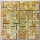 IMAGE OF Honey Onyx PINWHEEL with matching Honey Onyx DOT Polished Mosaic Tiles - LOT OF 50 SHEETS