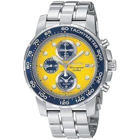 Seiko Men's Alarm Chronograph Silver-Tone Watch #SNAB61