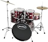 Pulse 5-Piece 22/10/12/14 Drum Set with Hardware, Wine Red