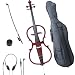Cecilio CECO-1LW Full Size 4/4 Ebony Electric Silent Red Mahagony Metallic Cello w/ Pickup in Style 1