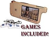 7-Inch Right Visor Tan Car DVD Player with TFT LCD, Works with DVD/MP3/MP4/Divx and Bonus Internal Video Game + 2 Joysticks