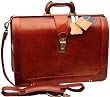 Mancini Brown Italian Leather Lawyer/doctor Briefcase