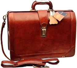 Mancini Brown Italian Leather Lawyer/doctor Briefcase