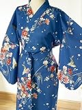 Ladies Cotton Kimono 'Flower Bird' - Blue