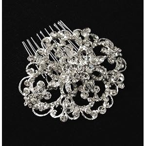 Bridal Side Comb Vintage Pave Rhinestones Oval Victorian Wedding Hair Accessories