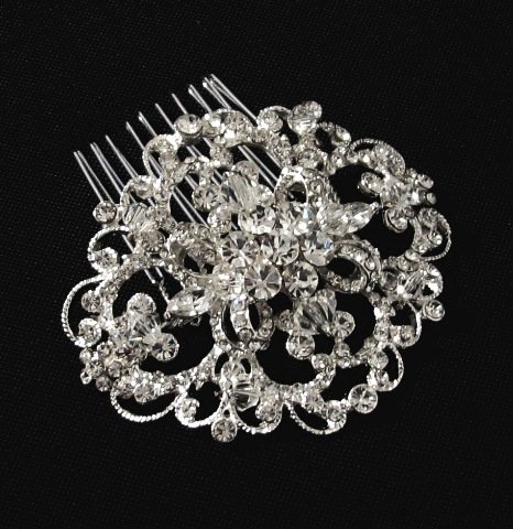 Bridal Side Comb Vintage Pave Rhinestones Oval Victorian Wedding Hair Accessories