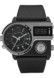 Diesel #DZ7207 Men's Dual Time Zone Analog Digital Leather Strap Watch