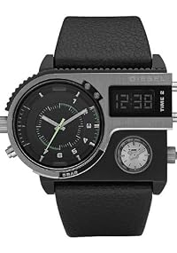 Diesel #DZ7207 Men's Dual Time Zone Analog Digital Leather Strap Watch