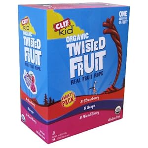 Clif Kid Organic Fruit Rope, Variety Pack, 8 Strawberry, 8 Mixed Berry, 8 Grape, Net Wt. 16.9 Oz. Pack of 24