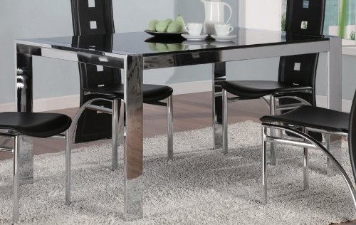 Dining Glass Table with Metal Legs Silver Finish