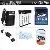 32GB Accessory Kit For GoPro HD HERO, HD HERO2, HD Hero 960 Camera Includes 32GB High Speed SD Memory Card + Extended Replacement (1400 maH) AHDBT-001, AHDBT-002 Battery + Ac/Dc Travel Charger + USB 2.0 Card Reader + Screen Protectors + MicroFiber Cloth